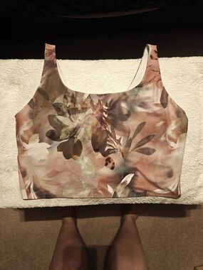 Floral Print Sport bra Cropped Tank- Blush Floral